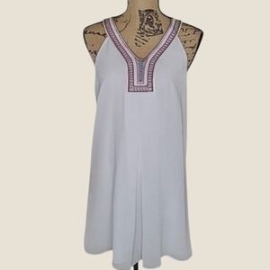 BCBGeneration Embroidered White Chiffon A-Line Mini Dress